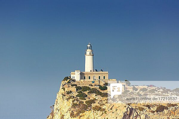 Lighthouse Cap Formentor text free space copyspace Balearic Islands travel travel in Majorca  Spain  Europe