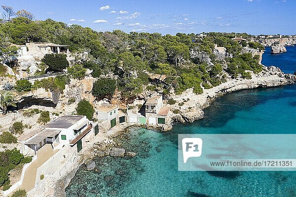 Luftaufnahme  Bucht Cala Llombards  Santanyi  Mallorca  Balearen  Spanien  Europa