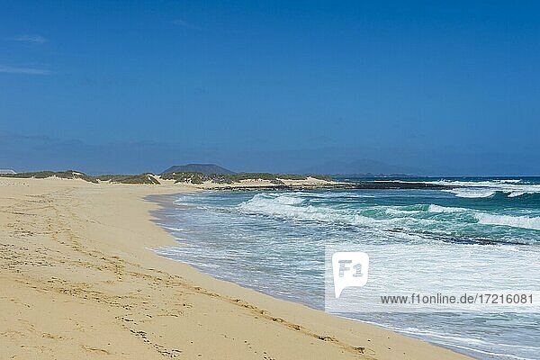 Sand beach in the Natural Parque of Corralejo  Fuerteventura  Canary islands  Spain  Europe