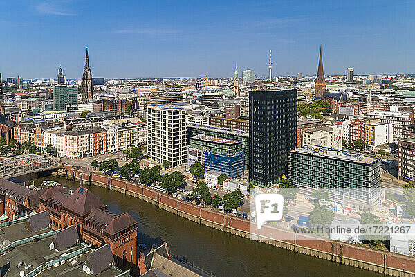 Cityscape with old town and new town  Hamburg  Germany