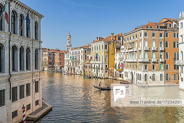 Grand Canal with gondola  Venice  Veneto  Italy  Europe