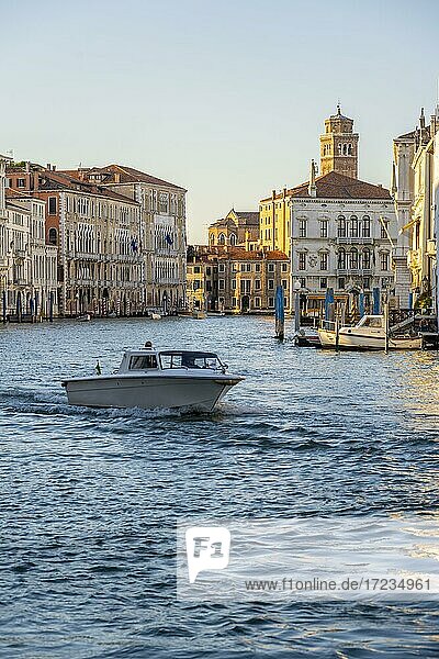 Boot auf dem Canal Grande  Abendstimmung  Venedig  Venetien  Italien  Europa
