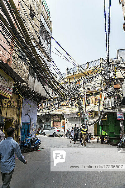 Straßenverdrahtung  Alt-Delhi  Indien  Asien