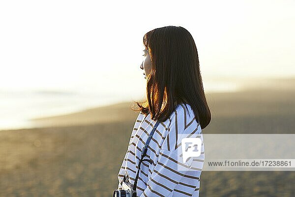 Young Japanese woman at the beach