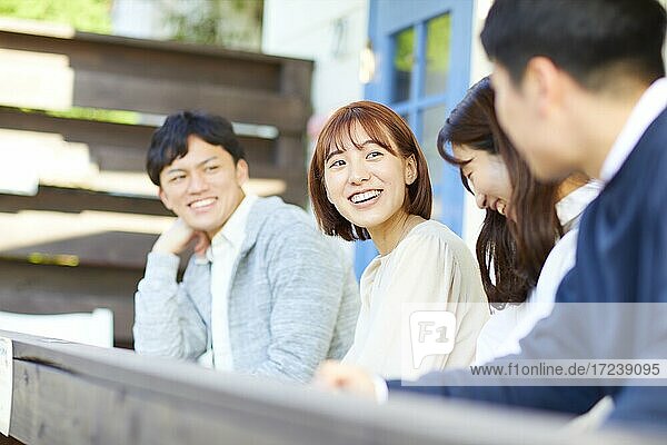 Young Japanese friends at a cafe