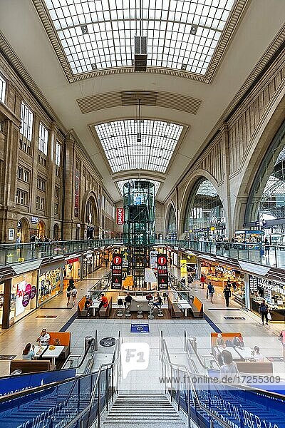 Train Station Hbf Deutsche Bahn DB Halle Shops Stores in Leipzig  Germany  Europe