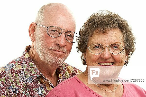 Happy senior couple poses for portrait