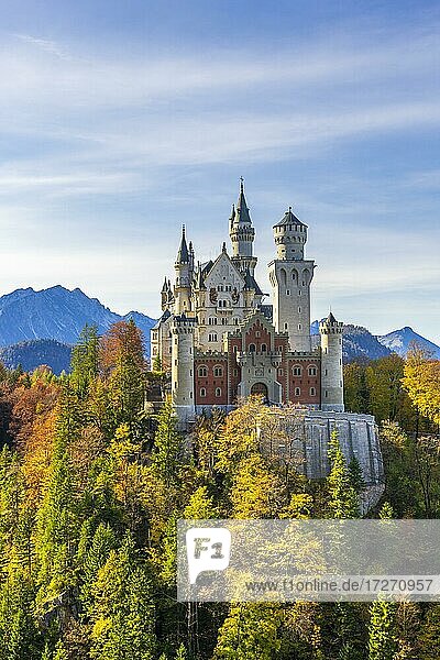 Schloss Neuschwanstein im Herbst  bei Schwangau  Ostallgäu  Allgäu  Schwaben  Bayern  Deutschland  Europa