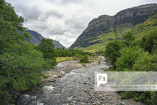River Coe flowing in Glen Coe with Aonach Dubh in background