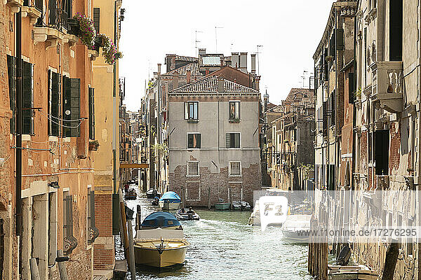 Italy  Veneto  Venice  Old houses along city canal