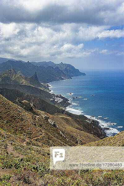 View from Macizo de Anaga range stretching along coast of Tenerife island