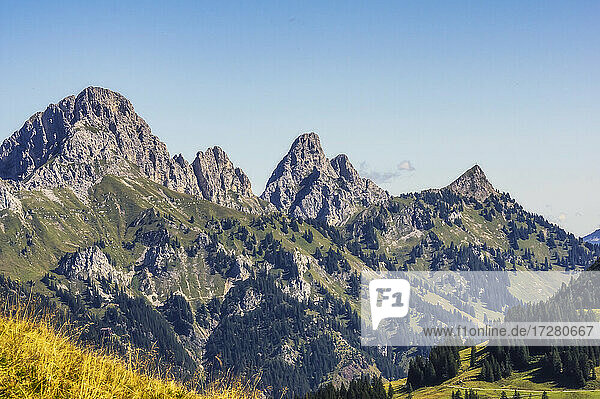 Scenic view of peaks of Tannheim Mountains