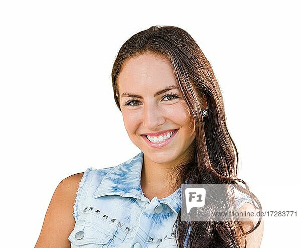 mixed-race young girl portrait isolated on white background