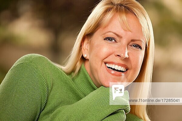 Attractive brown eyed blonde caucasian woman portrait