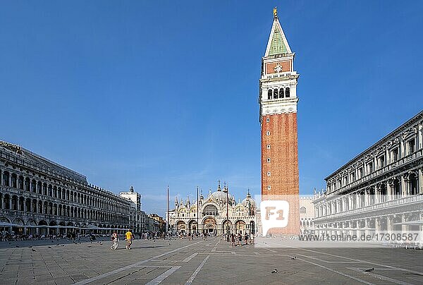St. Mark's Square  with Campanile Bell Tower  Venice  Veneto  Italy  Europe