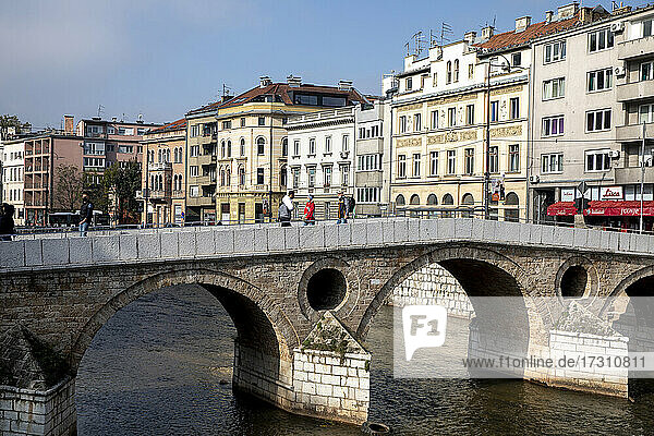 Bridge over the Miljacka River  Sarajevo  Bosnia and Herzegovina  Europe