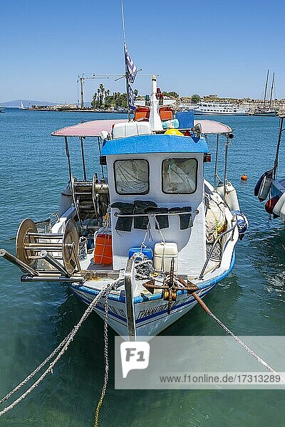 Greek fishing boat in harbour  Kos  Dodecanese  Greece  Europe