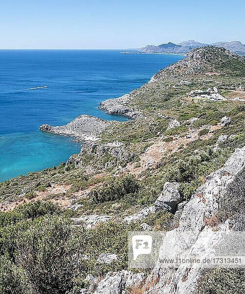 Ausblick auf Küste  Faliraki  Rhodos  Dodekanes  Griechenland  Europa