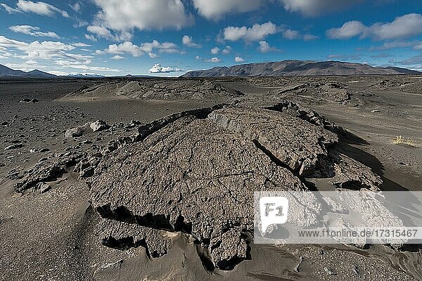 Erstarrte Lava  Lavawüste  isländisches Hochland  Island  Europa