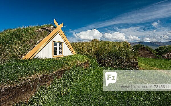 Grassodenhäuser  Torfgehöft oder Torfmuseum Glaumbaer oder Glaumbær  Skagafjörður  Norðurland vestra  Island  Europa