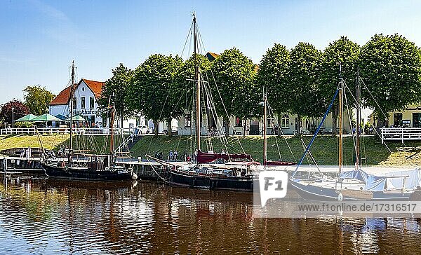 Sailing ships in the German Sielhafenmuseum Carolinensiel Carolinensiel  East Frisia  Lower Saxony  Germany  Europe