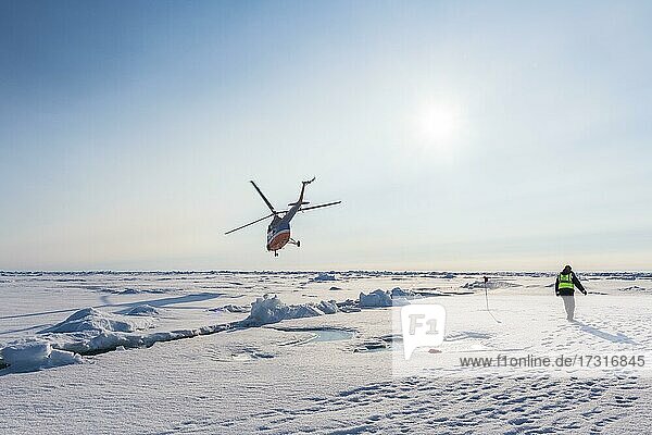 Helicopter on the North Pole  Arctic