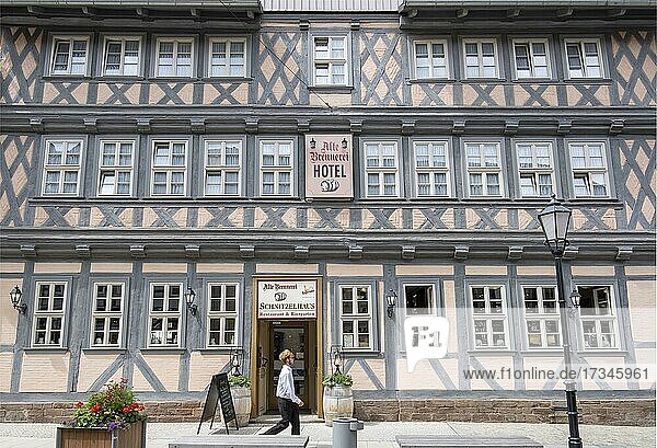 Hotel and restaurant Alte Brennerei in the city centre of Wernigerode  Saxony-Anhalt  Germany  Europe