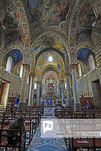 Nave of the Chiesa di Santa Maria dell'Ammiraglio  Admiral's Church  Palermo  Sicily  Italy  Europe