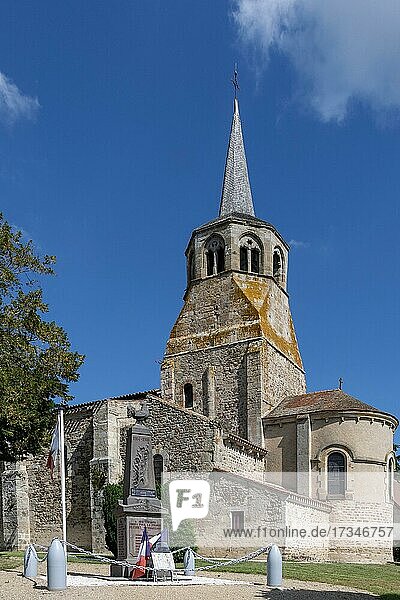 Kirche Notre Dame des Dorfes Fleuriel  Departement Allier  Auvergne-Rhone-Alpes  Frankreich  Europa