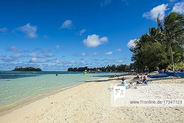 White sand beach and turquoise waters  Muri beach  Rarotonga and the Cook islands
