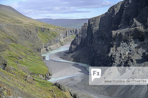 Canyon der Jökulsá á Brú unterhalb des Kárahnjúkar Staudammes  Fljótsdalshérað  Austurland  Island  Europa