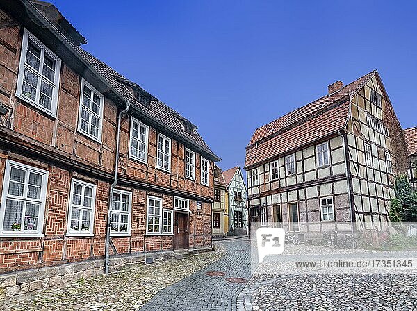 Fachwerkhäuser in Quedlinburg  Sachsen-Anhalt  Deutschland  Europa
