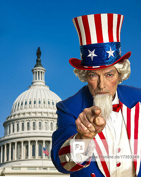 Usa  Washington Dc  Uncle Sam in front of USA  Capital building