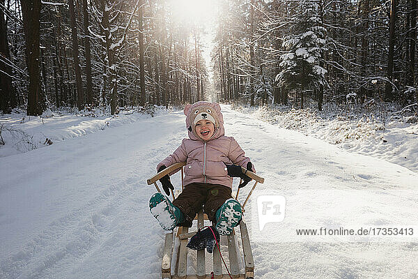 Poland  Subcarpathia  Girl having fun in winter