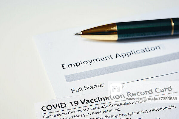 Vaccination card and job application