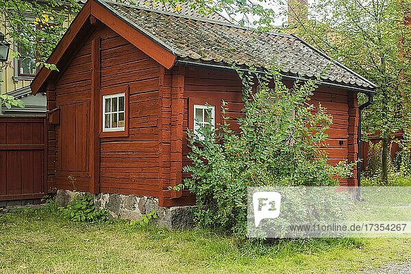 Das alte Linköping  ein Freilichtmuseum mit alten typischen Häusern aus Linköping und dem Bezirk Östergötland  Skandinavien  Schweden  Europa