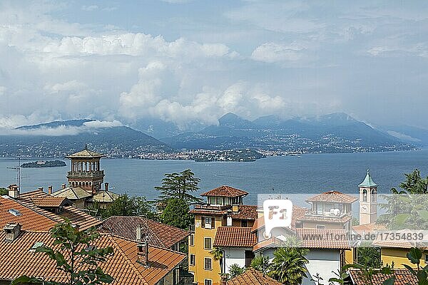 View from Stresa to Isola Madre and Verbania  Lake Maggiore  Piedmont  Italy  Europe