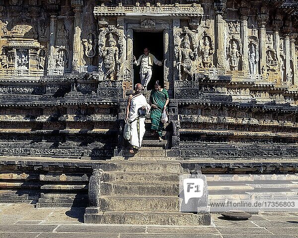 Stepped front entrance of the Vidyasankara Temple in Sringeri  Karnataka State  India  Asia