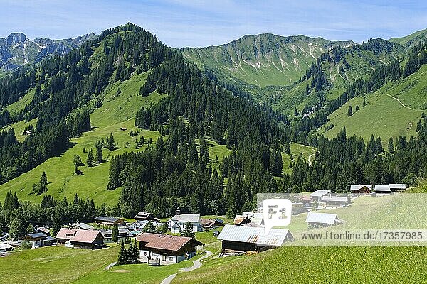 Village view of Baad  Allgäu Alps  Kleinwalsertal  Vorarlberg  Austria  Europe