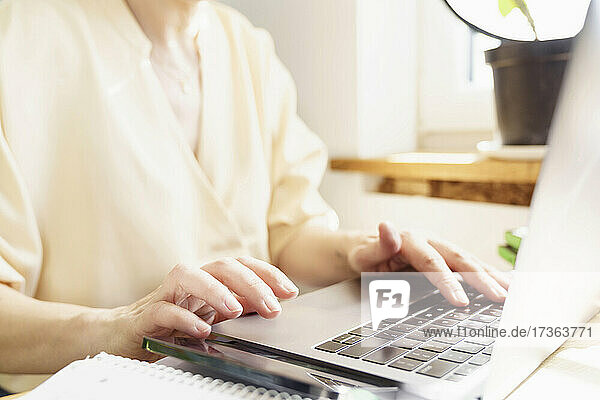 Mature female professional using laptop while working at home office