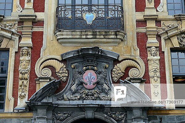 Eingang zur alten Börse in Lille  Hauts-de-France  Frankreich  Europa