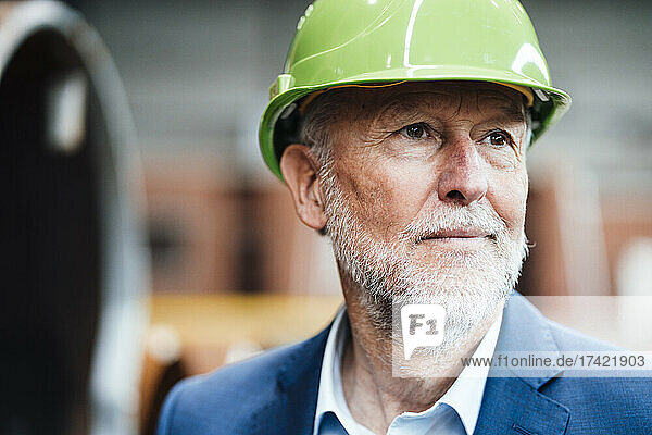 Male managing director with hardhat in industry