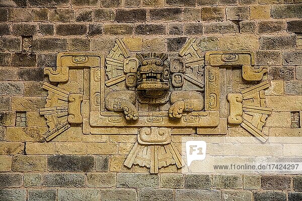 Detail of the façade of Temple 21, Sculpture Museum, Maya City, Copan, Honduras, Central America