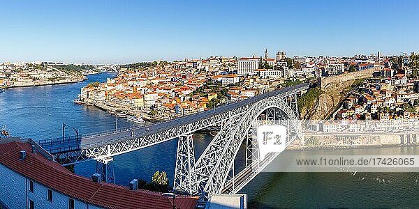 Porto with bridge Ponte Dom Luis I over river Douro travel city panorama in Porto  Portugal  Europe