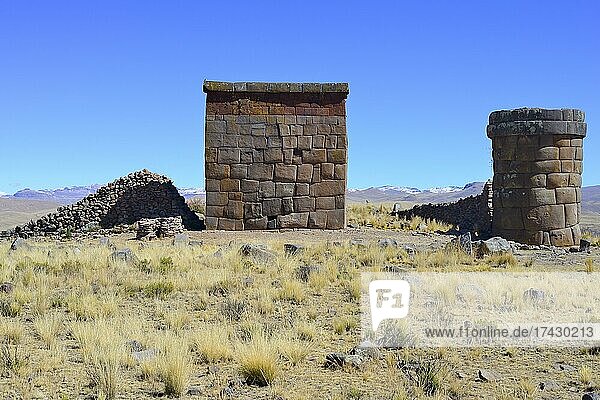 Steingräber  Chullpas von Cutimbo  Titicacasee  Provinz Puno  Peru  Südamerika