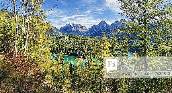 Fernpass with Zugspitze massif and Blindsee  Fern  Biberwier  Tyrol  Austria  Europe