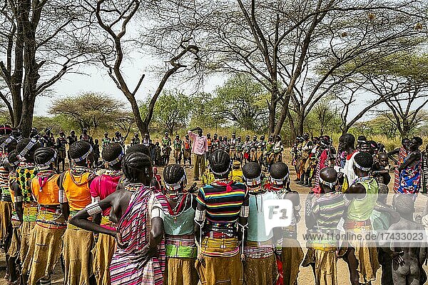 Assembly of a Laarim tribe  Boya hills  Eastern Equatoria  South Sudan  Africa