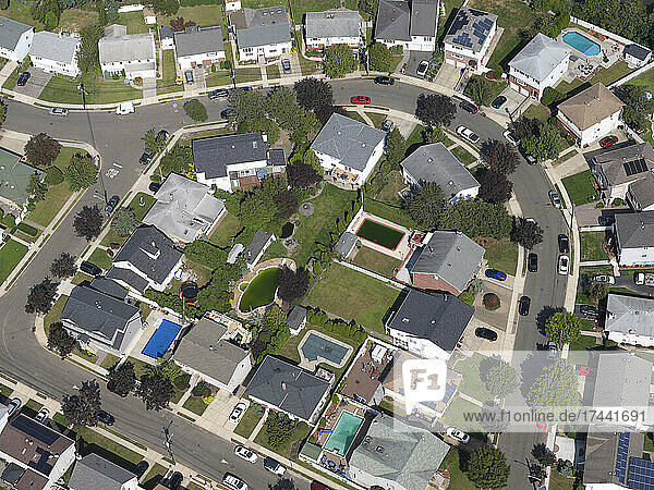 USA  New York  Aerial view of suburban houses near The Heights  New Jersey