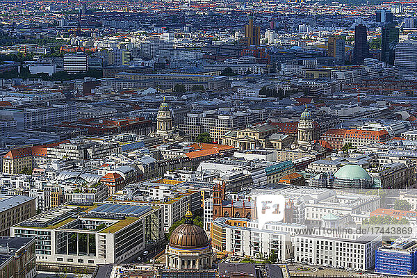 Germany  Berlin  Aerial cityscape of Mitte district with Gendarmenmarkt in middle