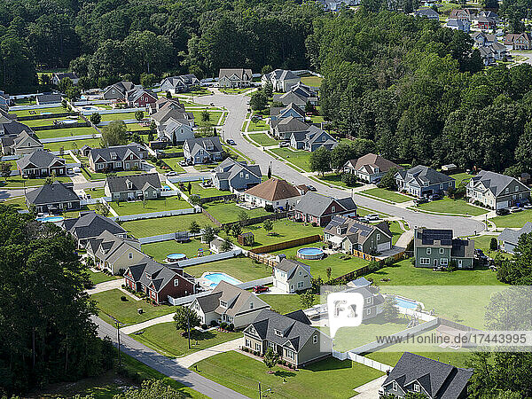 USA  Virginia  Chesapeake  Aerial view of suburban homes in summer
